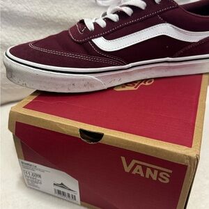 Vans Women's Maroon and White Sneakers